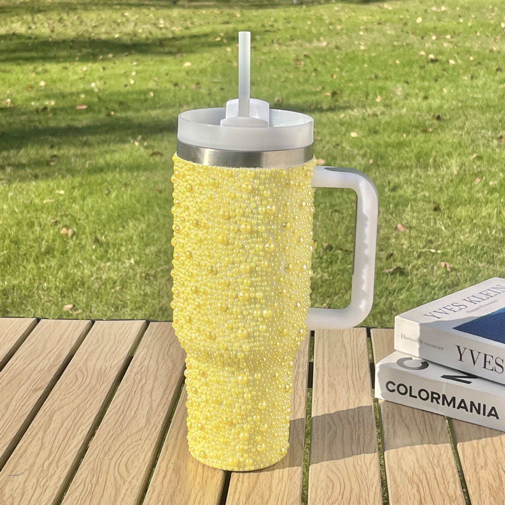 Wholesale diamond 40oz vacuum ice cup with handle portable car cup